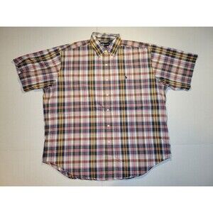 Ralph Lauren Polo Plaid Blake Button‎ Down Short Sleeve Shirt Mens L Cotton Pony